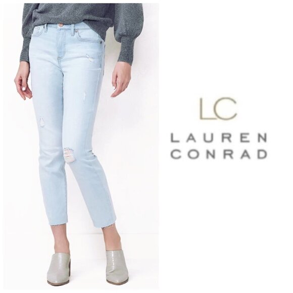 LC Lauren Conrad Womens High Rise Light Distressed Ankle Skinny Jeans Sz 16 New - Picture 7 of 8